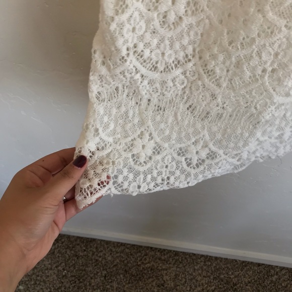 Boutique White Sheer Lace Mini Shift Dress Small - Picture 4 of 5